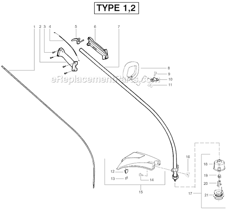 Page B Diagram and Parts List for FL25LE Type 1 Weed Eater Trimmer